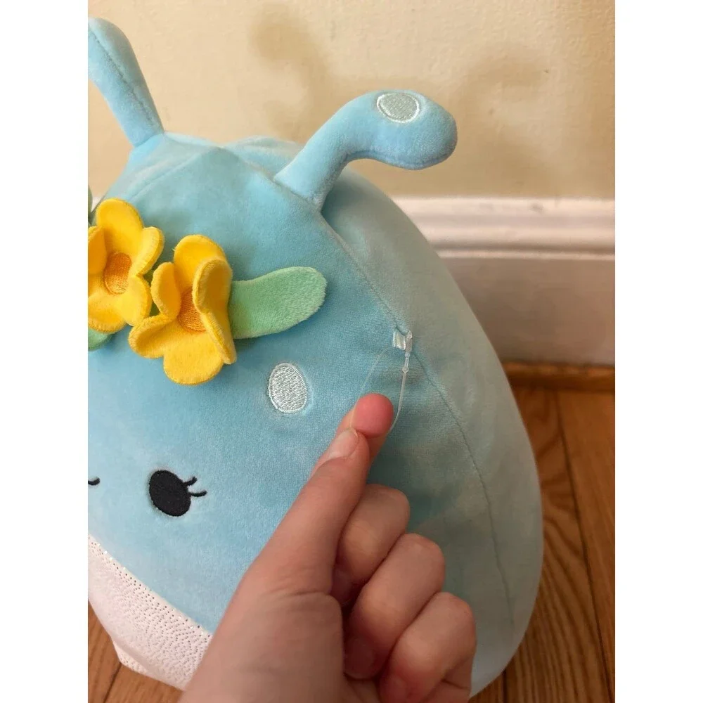 Squishmellow stuffed animal blue yellow flowers 12